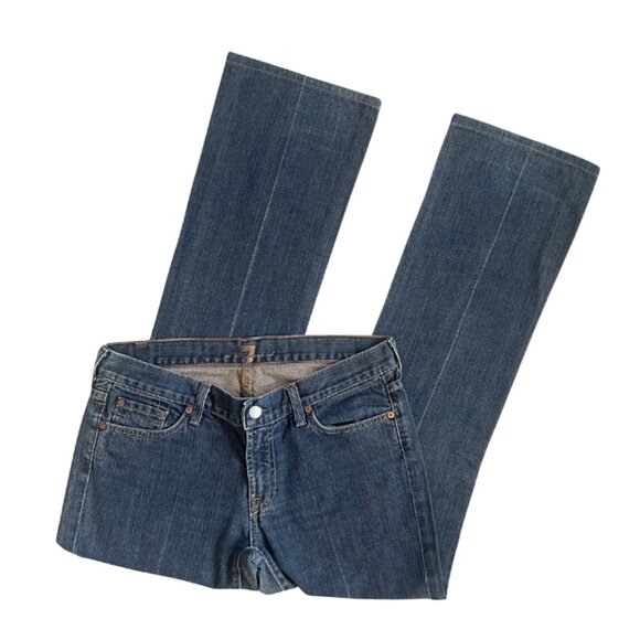 7 for All Mankind Dark Wash Low Rise Bootcut Jeans Size 30 - Picture 1 of 12